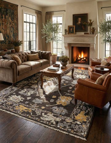 9' x 12' 9 Hand Knotted Oushak Wool Rug