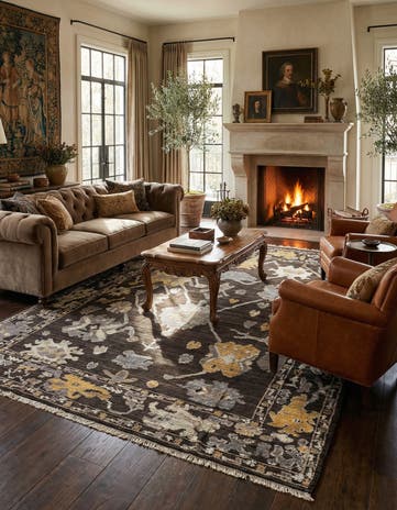 9' x 12' 9 Hand Knotted Oushak Wool Rug