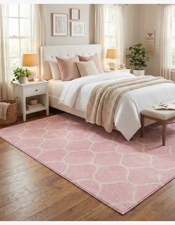 Light Pink Lattice Frieze Rug