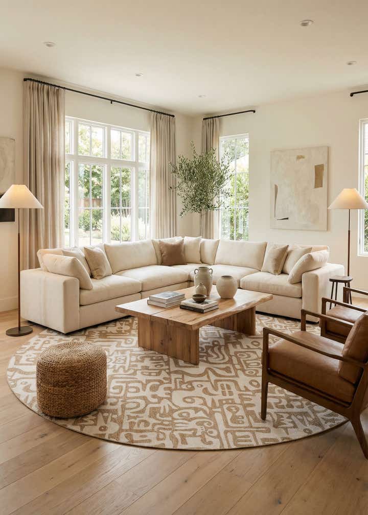 13' x 13' Easy-Clean Modern Indoor / Outdoor Round Rug