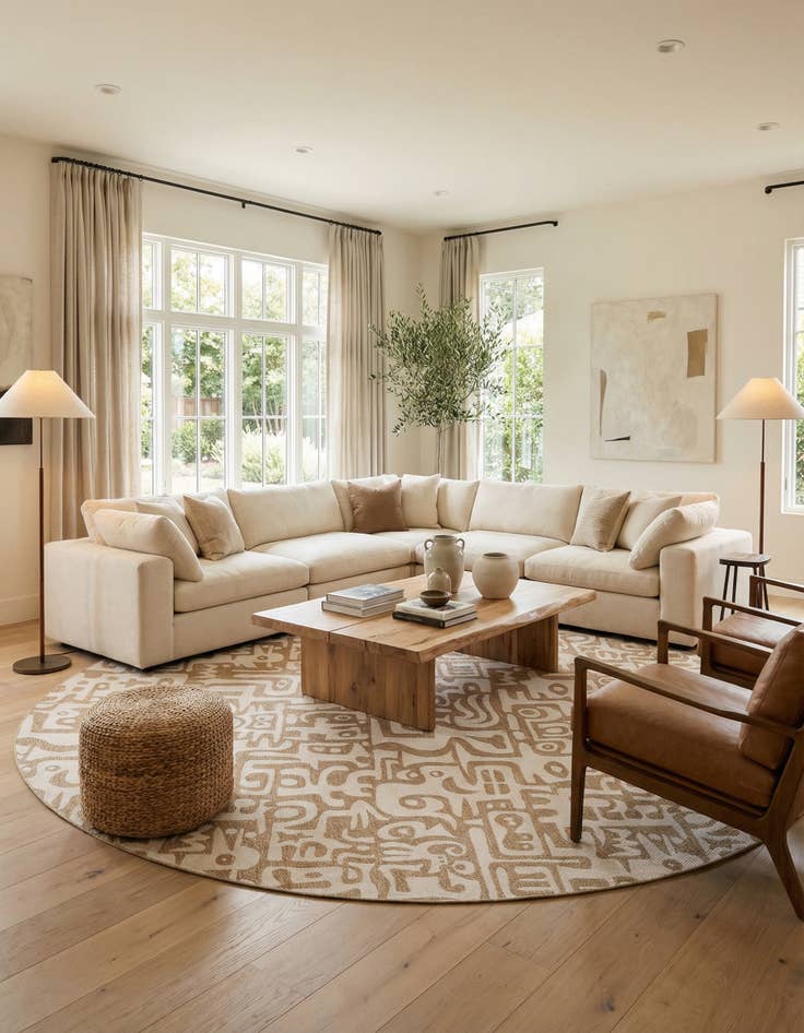 Detail image of  13' x 13'  Washable Modern Indoor / Outdoor Round Rug