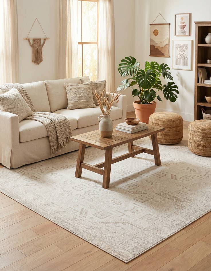 Detail image of 7' 10 x 7' 10  Washable Aztec Indoor / Outdoor Square Rug