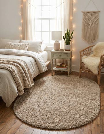 3' x 5' 3 Solid Shag Oval Rug