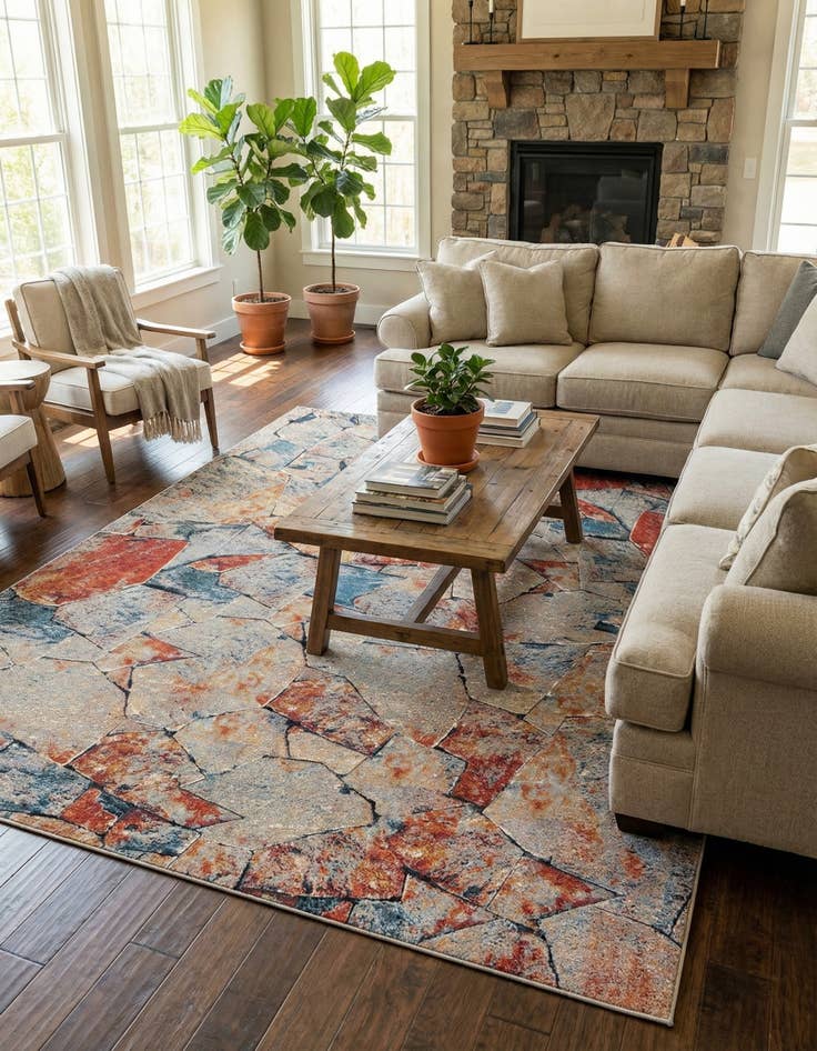 Detail image of 10' x 14'  Washable Modern Indoor / Outdoor Rug