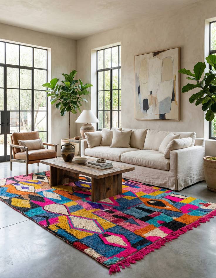 Detail image of 6' 5 x 9' 3  Hand Knotted Moroccan Wool Rug