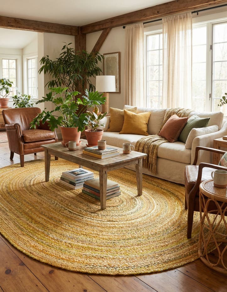 8' x 10' Handmade Braided Chindi Oval Rug
