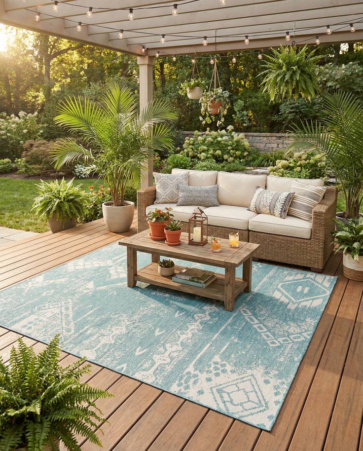 Detail image of 7' x 10' Easy-Clean Bohemian Indoor / Outdoor Rug