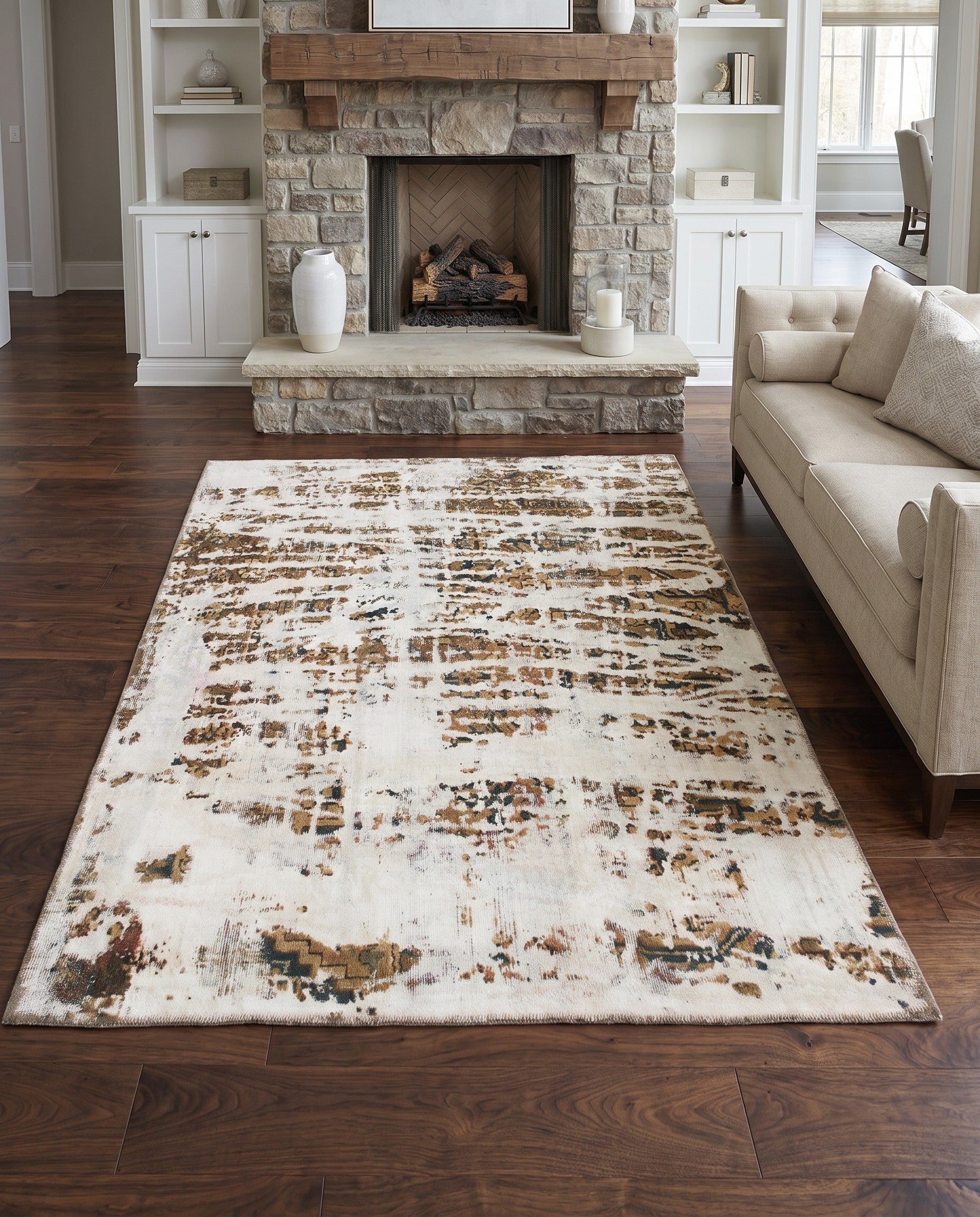 5' x 6' 7 Hand Knotted Ultra Vintage Persian Wool Square Rug