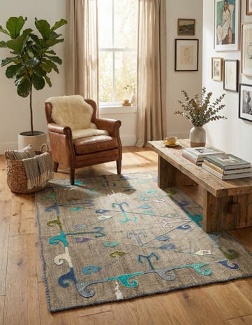 3' 8 x 4' 9 Hand Woven Kilim Suzani Wool Rug