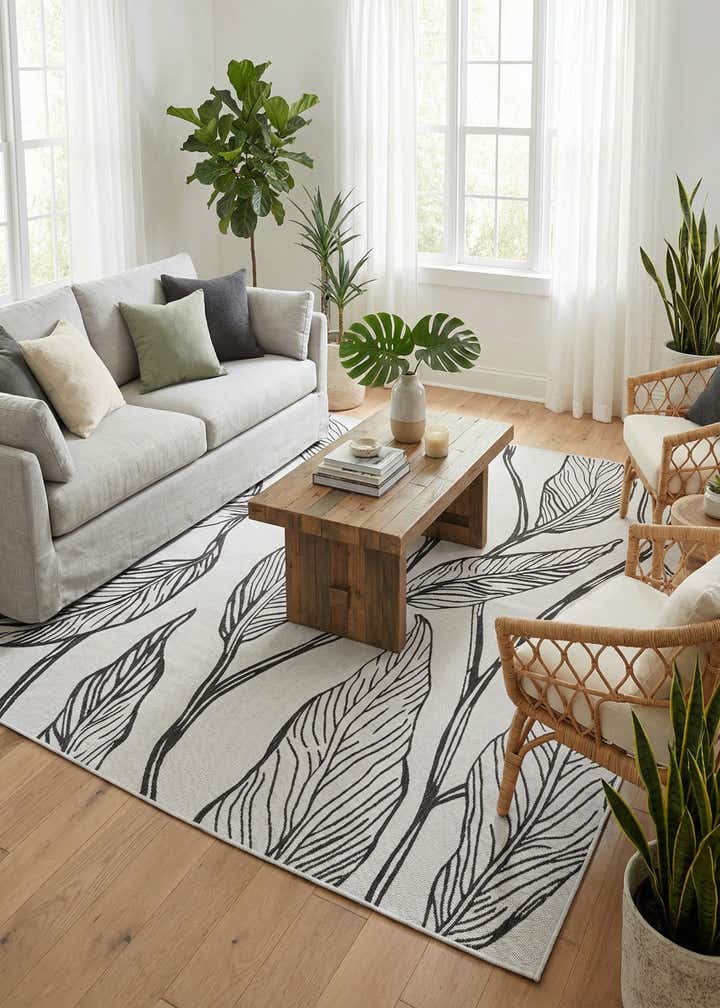 7' 10 x 11' Easy-Clean Botanical Indoor / Outdoor Rug