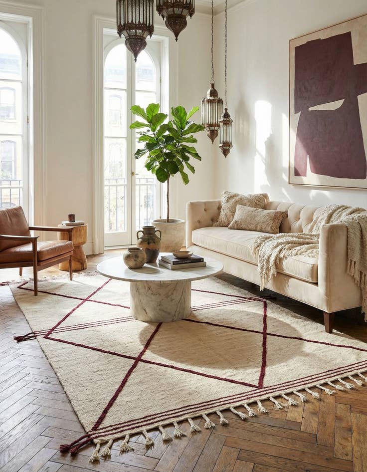 Detail image of 6' x 9' 8  Hand Knotted Moroccan Wool Rug