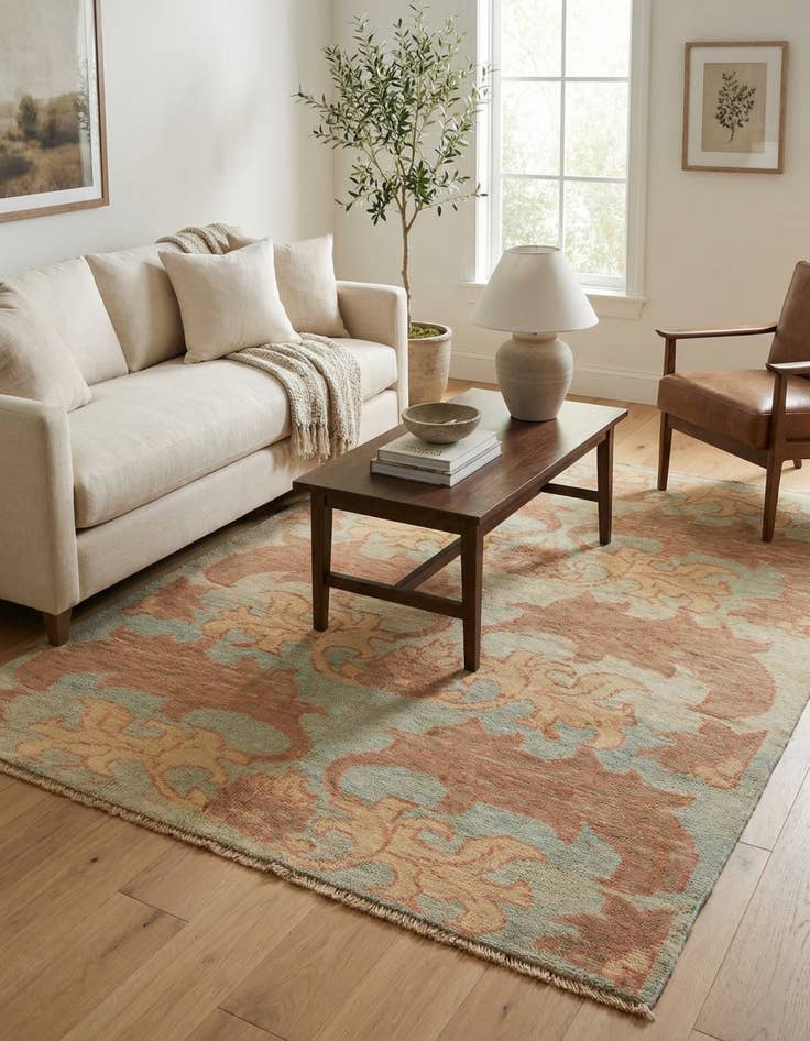 Detail image of 4' 10 x 6' 7  Hand Knotted Oushak Wool Rug