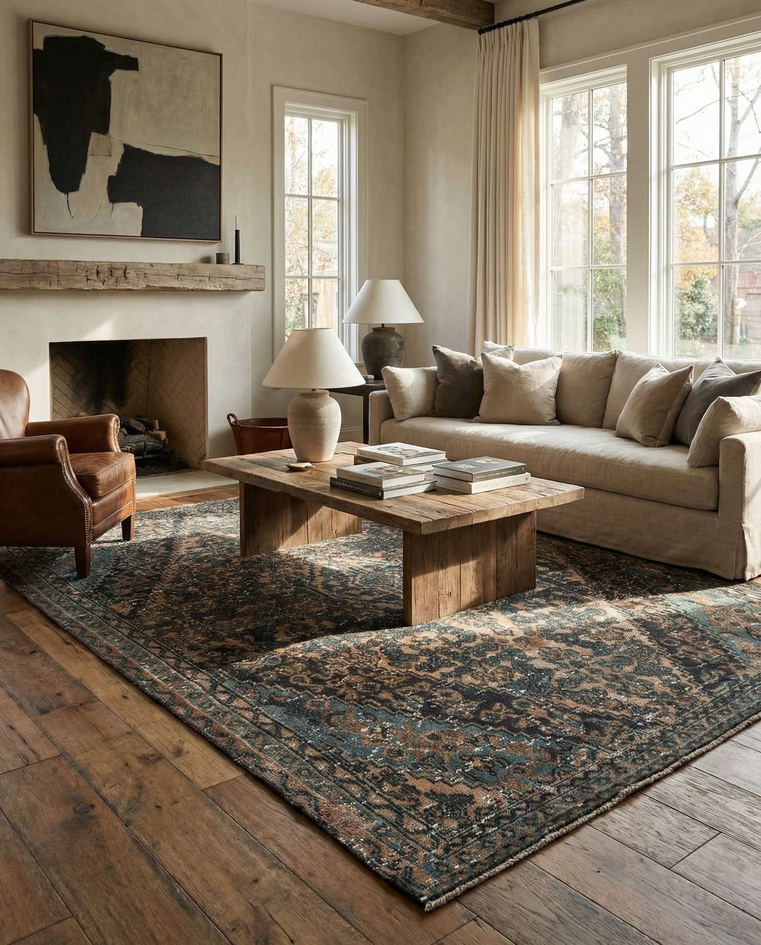 6' 8 x 10' Hand Knotted Ultra Vintage Persian Wool Rug