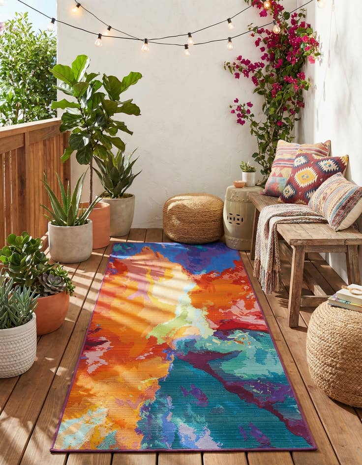 Detail image of 2' 7 x 7' Easy-Clean Modern Indoor / Outdoor Runner Rug