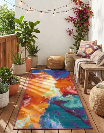 2' 7 x 7' Easy-Clean Modern Indoor / Outdoor Runner Rug