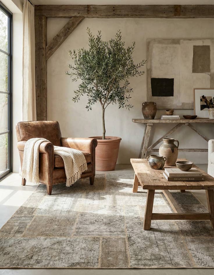 Detail image of 5' x 6' 5  Hand Knotted Ultra Vintage Persian Wool Rug