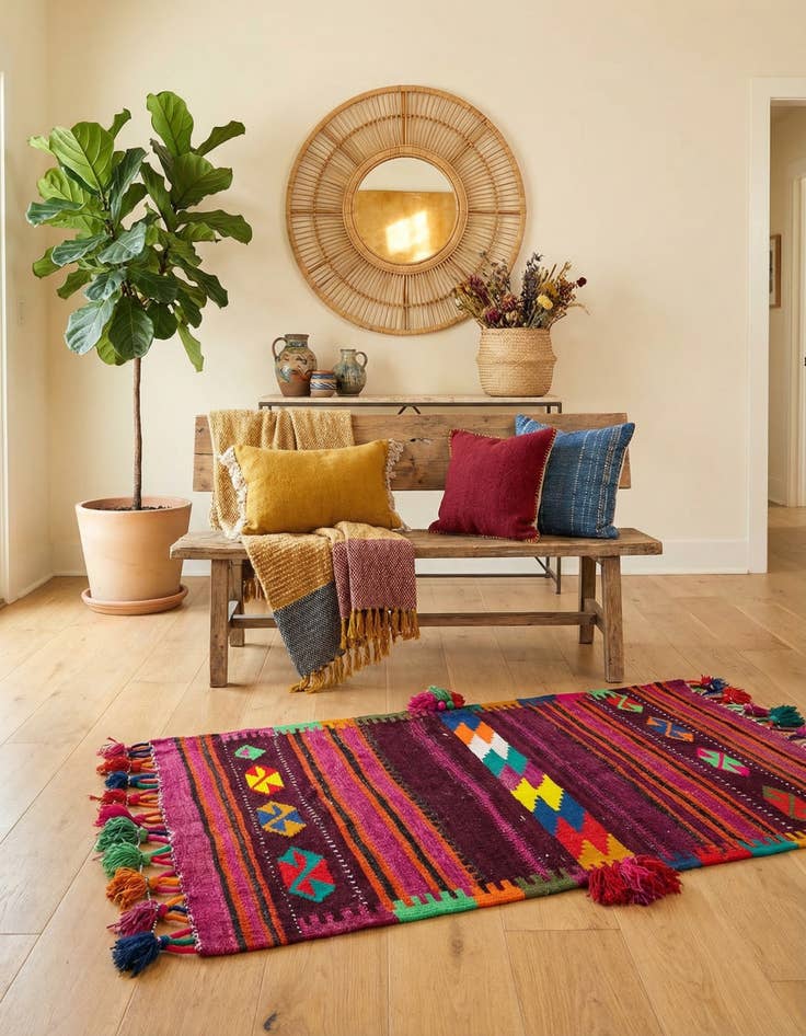 Detail image of 2' 9 x 3' 5  Hand Woven Kilim Modern Wool Rug