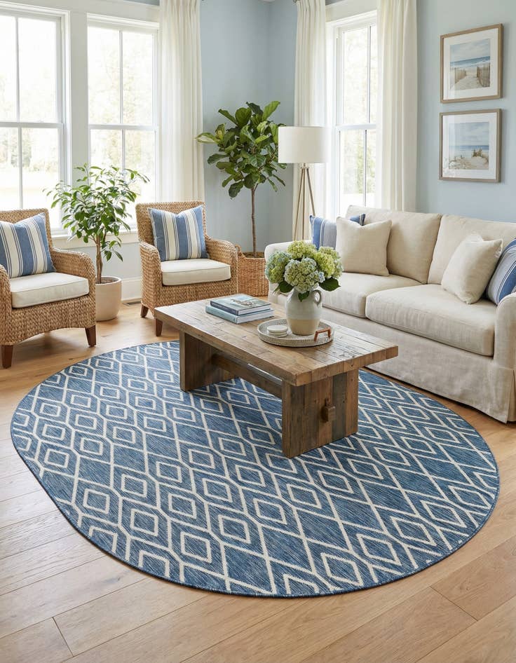 Detail image of 7' 10 x 10'  Washable Jill Zarin Turks and Caicos Indoor / Outdoor Oval Rug