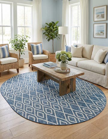 7' 10 x 10' Easy-Clean Jill Zarin Turks and Caicos Indoor / Outdoor Oval Rug