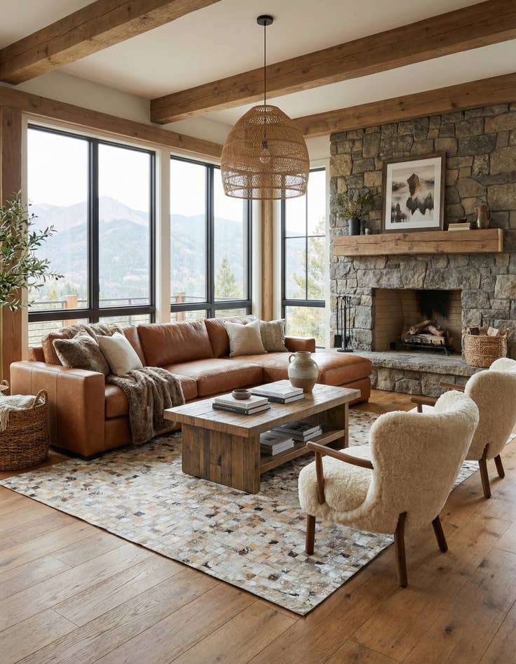 Detail image of 5' 4 x 7' 7 Cowhide Stocks Rug