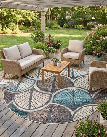 7' 10 x 7' 10 Easy-Clean Casablanca Indoor / Outdoor Round Rug