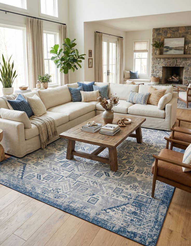 Detail image of 10' x 13'  Washable Aztec Indoor / Outdoor Rug