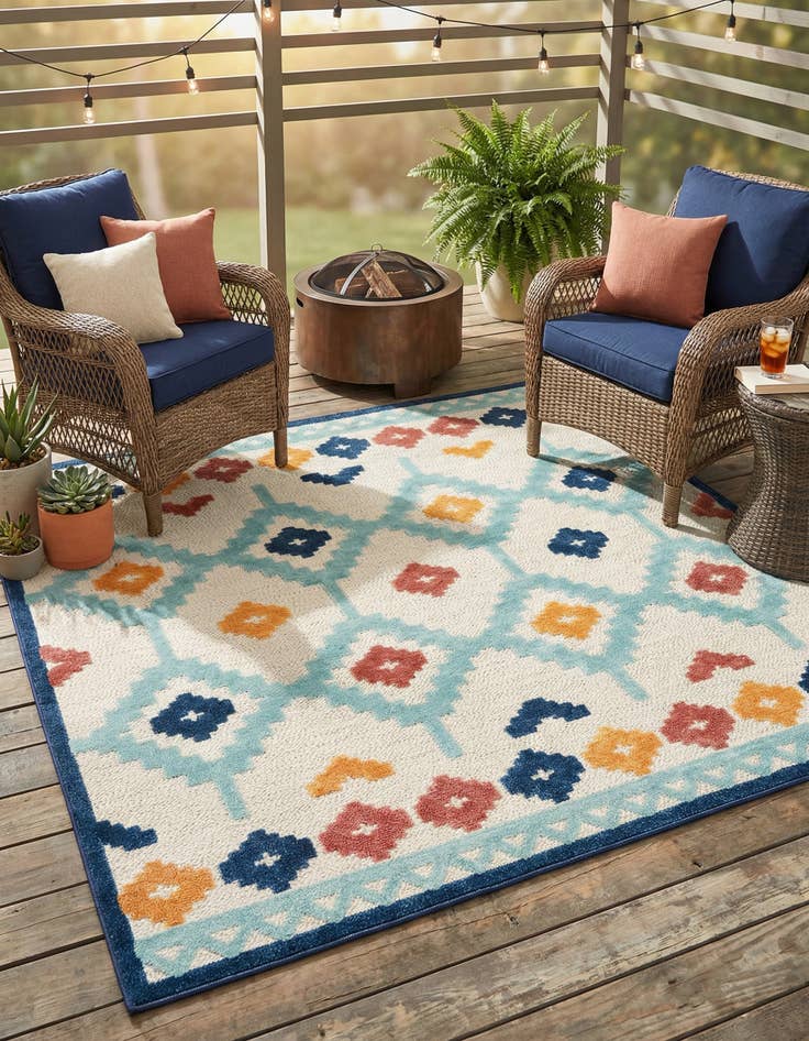 Detail image of  7' 10 x 7' 10  Washable Belize Indoor / Outdoor Square Rug