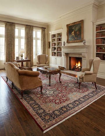 9' 3 x 12' 8 Hand Knotted Kerman Persian Wool Rug