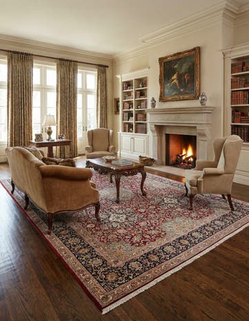 9' 3 x 12' 8 Hand Knotted Kerman Persian Wool Rug