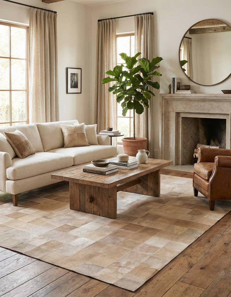 Detail image of 5' x 7' 9 Cowhide Leather Rug