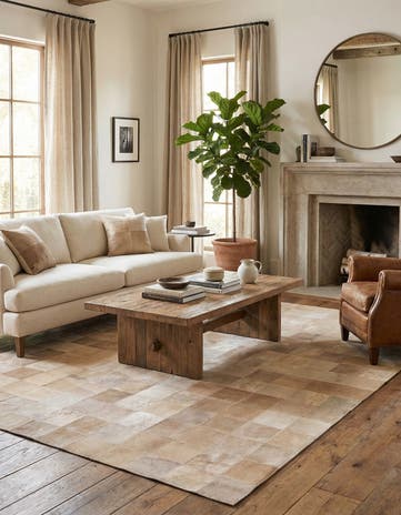 5' x 7' 9 Cowhide Leather Rug