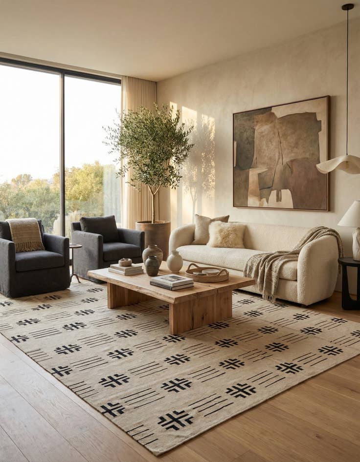 Detail image of  10' x 12' 8  Hand Woven Kilim Modern Wool Rug