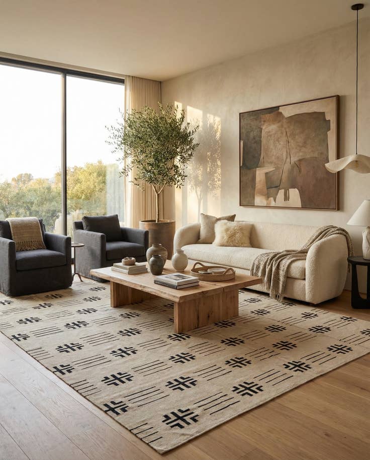 Detail image of 10' x 12' 8 Hand Woven Kilim Modern Wool Rug