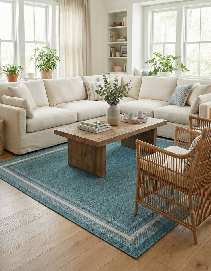 Detail image of 10' x 13'  Washable Border Indoor / Outdoor Rug