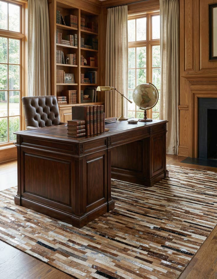 Detail image of  5' 1 x 8' 1 Cowhide - Patchwork Rug