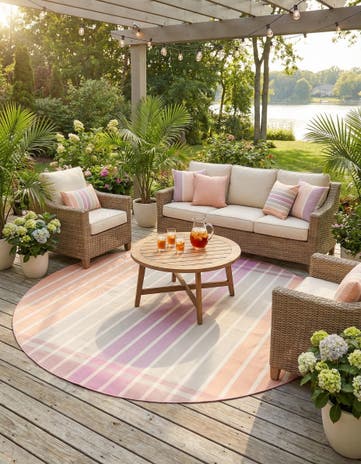 10' x 10' Easy-Clean Ribbon Indoor / Outdoor Round Rug