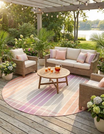 10' x 10' Easy-Clean Ribbon Indoor / Outdoor Round Rug