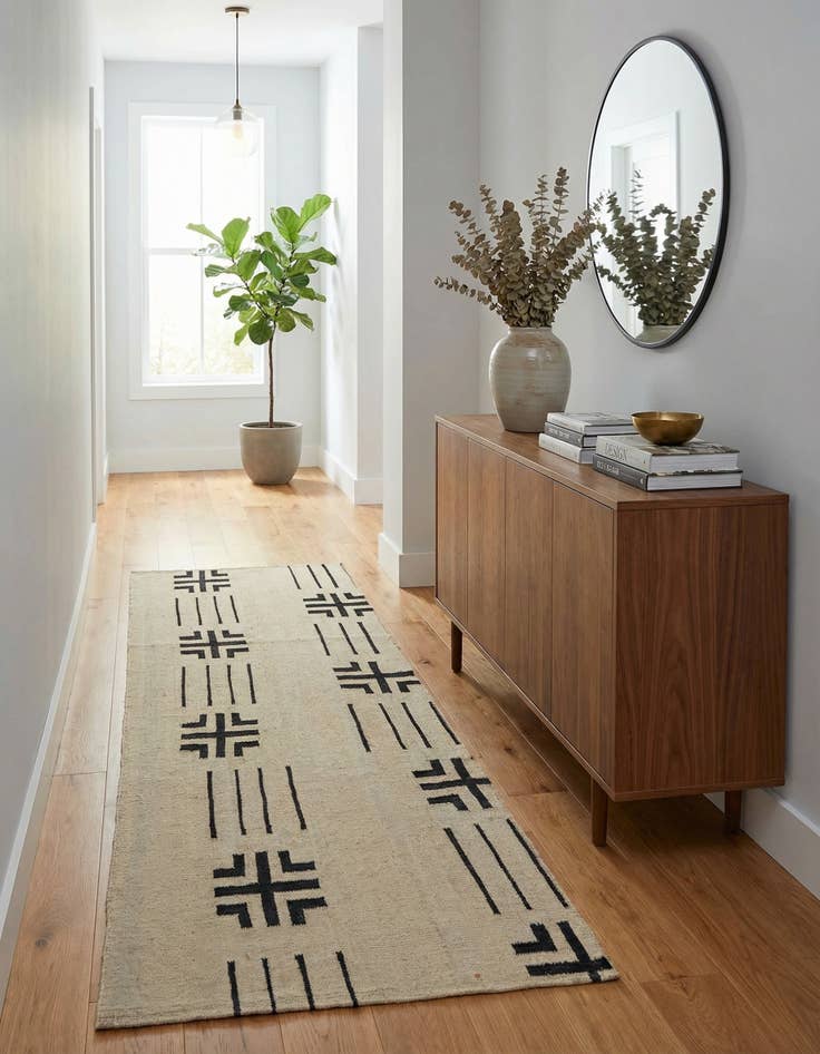 Detail image of 2' 3 x 7' 5  Hand Woven Kilim Modern Wool Runner Rug