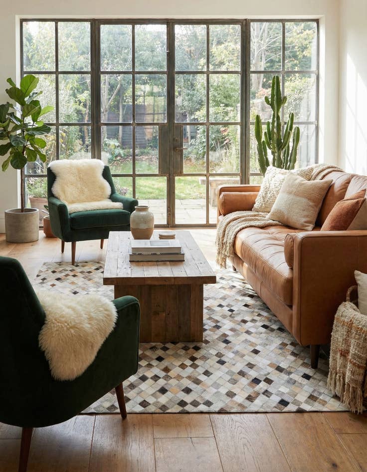 Detail image of 4' 9 x 6' 9 Cowhide Stocks Rug