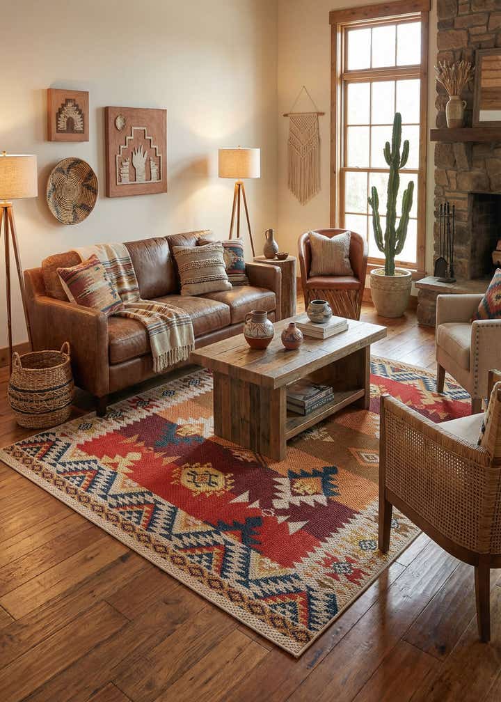 5' 3 x 8' Easy-Clean Baja Indoor / Outdoor Rug