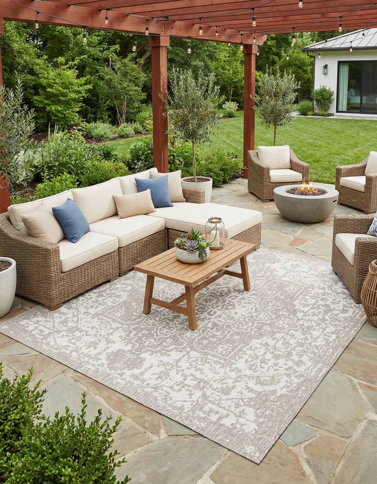 Detail image of 13' x 13'  Washable Jill Zarin Dubai Indoor / Outdoor Square Rug