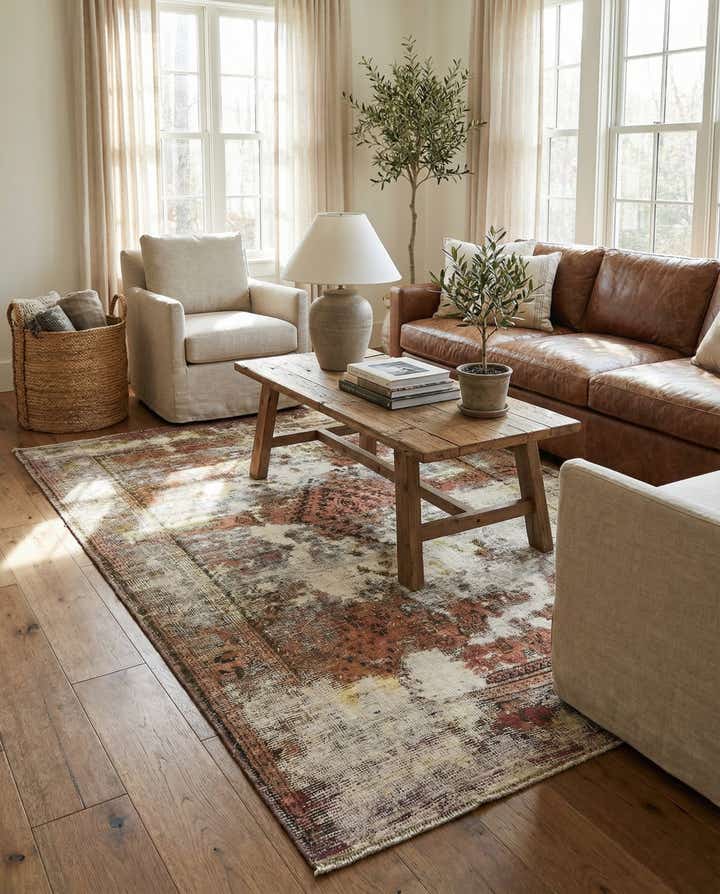 4' 3 x 6' 4 Hand Knotted Ultra Vintage Persian Wool Rug