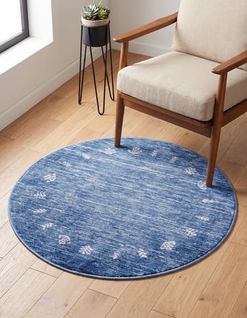 Navy Blue Gabbeh Round Rug
