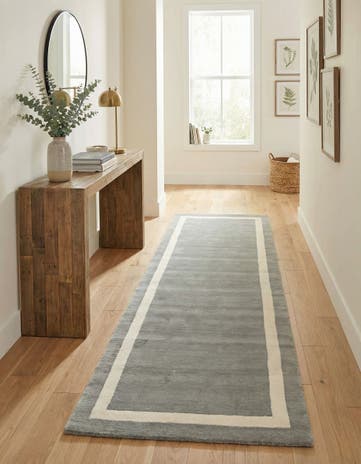 Earl Gray Jill Zarin Border Wool Runner Rug