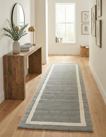 Earl Gray Jill Zarin Border Wool Runner Rug
