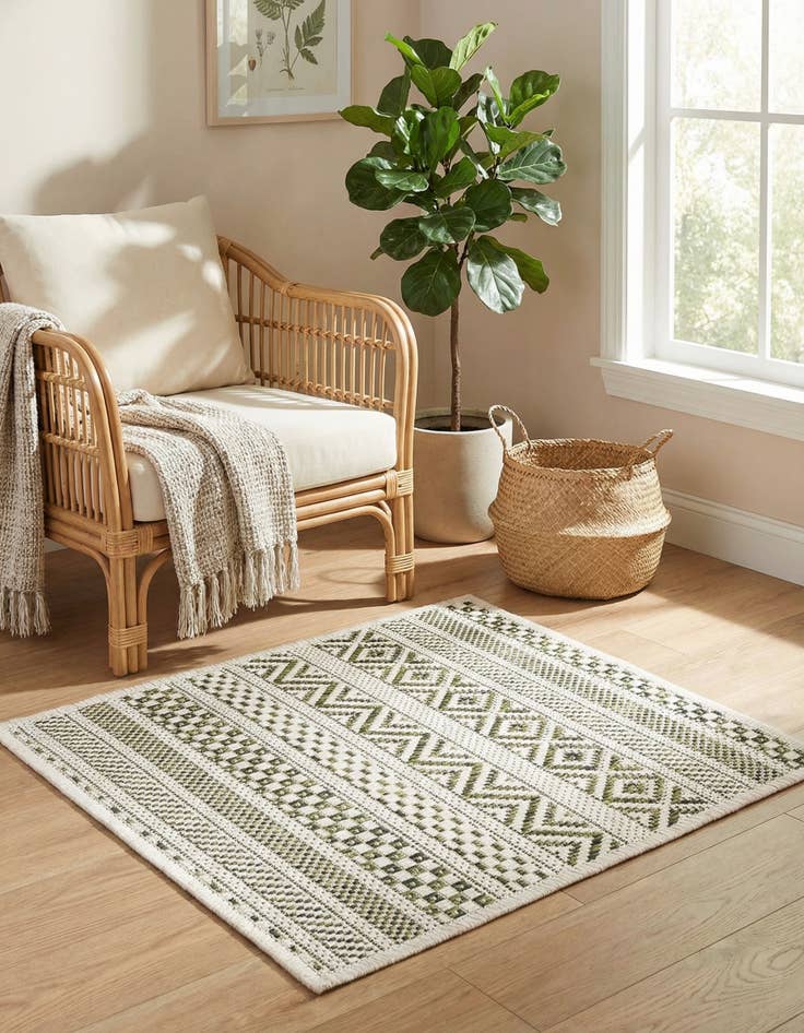 Detail image of 1' 4 x 1' 4  Washable Striped Indoor / Outdoor Sample Rug