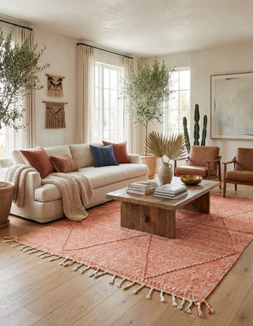 6' 9 x 10' Hand Knotted Moroccan Wool Rug