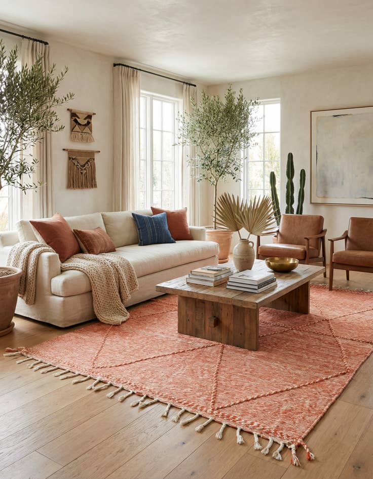 Detail image of 6' 9 x 10'  Hand Knotted Moroccan Wool Rug