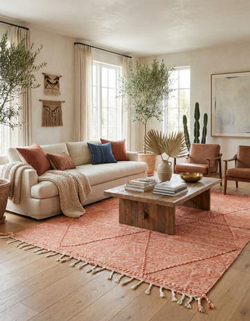 6' 9 x 10' Hand Knotted Moroccan Wool Rug