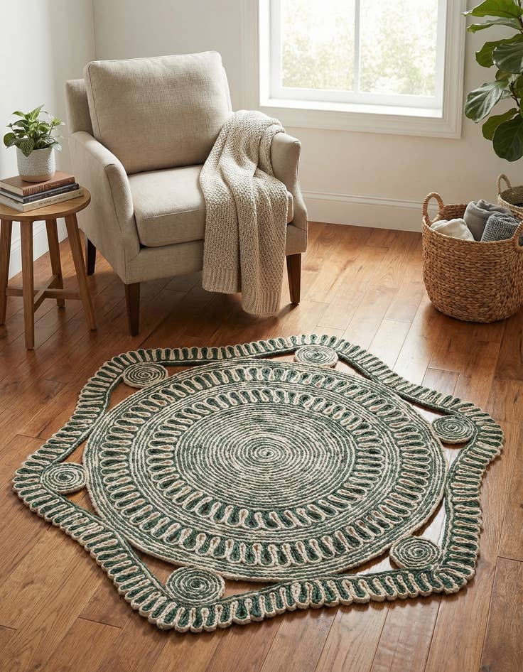 Detail image of 4' 1 x 4' 1  Hand Braided Jute Round Rug